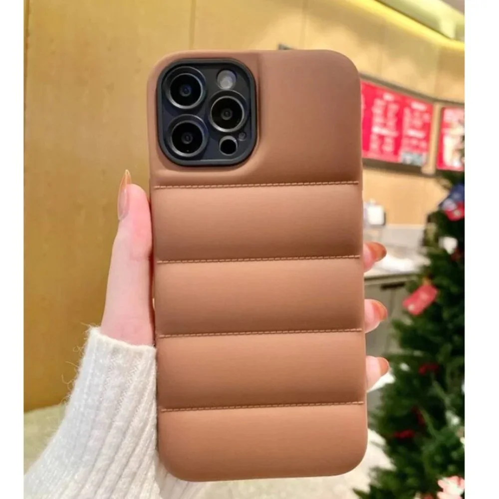 NEW iPhone 13/Pro/Max Plain Puffer Lens Protection iPhone case